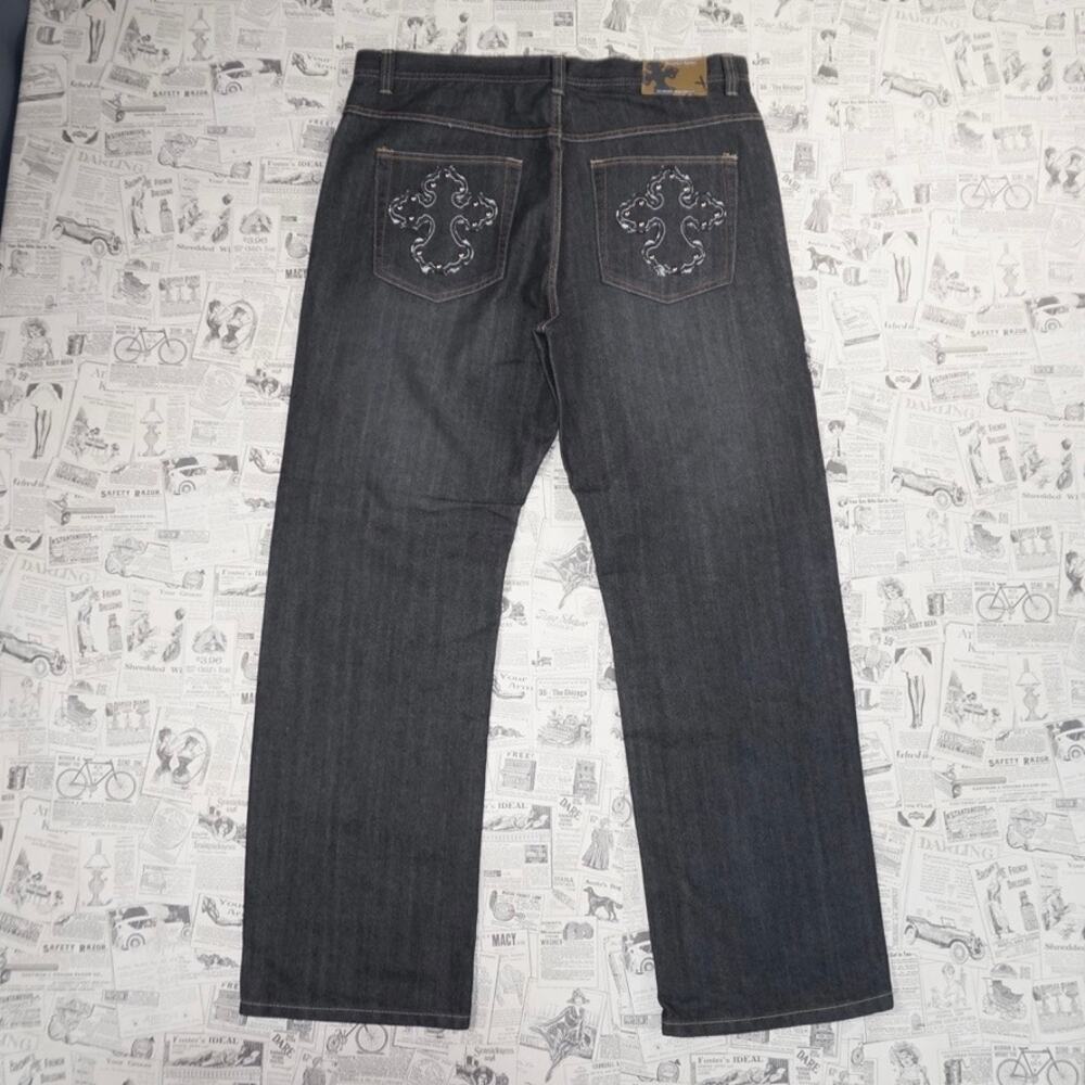 40 -Vintage Y2K Brooklyn express cross embroider jeans pants